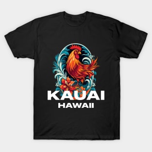 Kauai Hawaii - Rooster (with White Lettering) T-Shirt